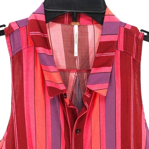 Free People Mackenzie Wrap Button-Up Sleeveless Top Floral Combo Small NWT - Picture 8 of 12